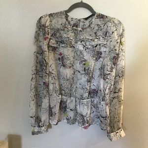 See Through Floral Blouse